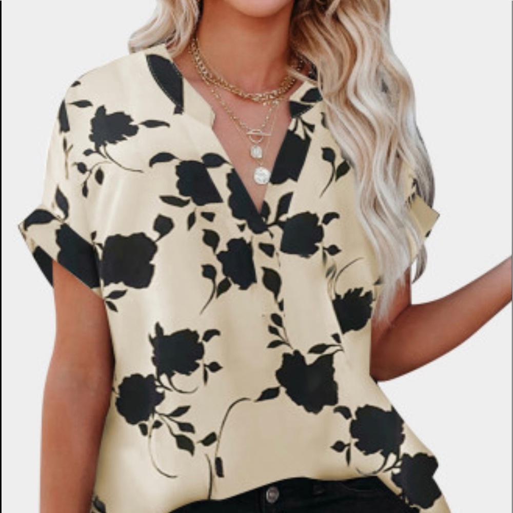 Floral Printed Short Sleeve Blouse